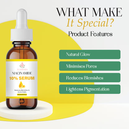 10% Niacinamide Face Serum for Acne Marks, Oil Control & Brightening | Reduces Dark Spots, Minimizes Pores & Strengthens Skin Barrier | Lightweight, Non-Greasy Formula
