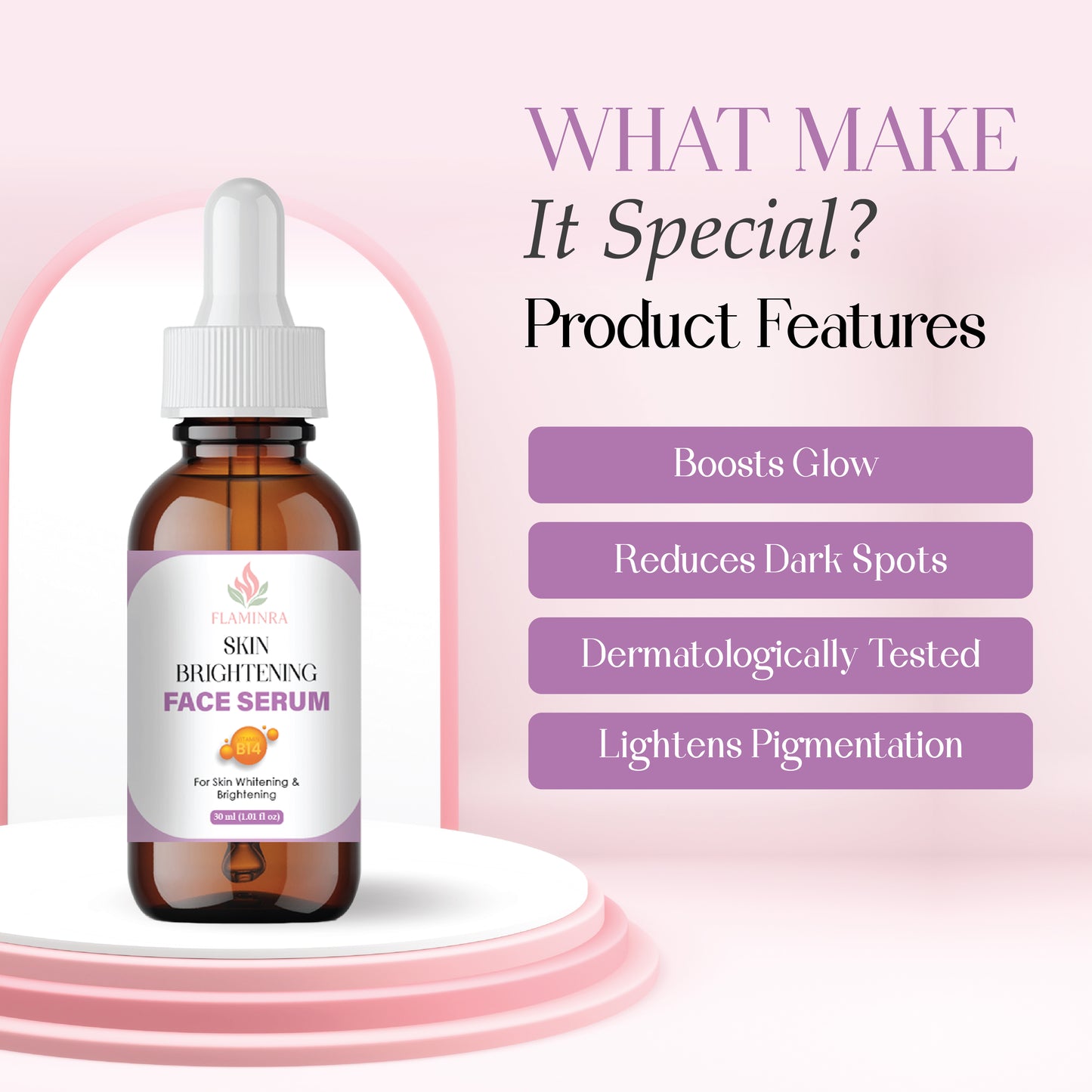 Skin Brightening Serum with Vitamin C, Niacinamide & Hyaluronic Acid | Reduces Dark Spots, Evens Skin Tone & Boosts Radiance | Lightweight & Non-Greasy