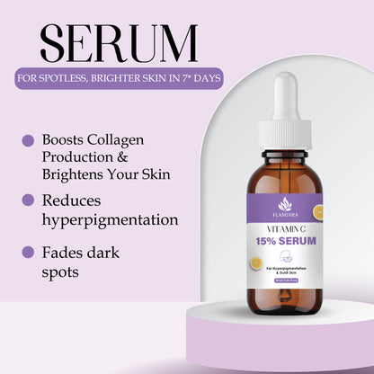 15% Vitamin C Face Serum with Hyaluronic Acid & Vitamin E | Brightening, Anti-Aging & Dark Spot Reduction | Skin Hydration & Even Tone Serum for Men & Women